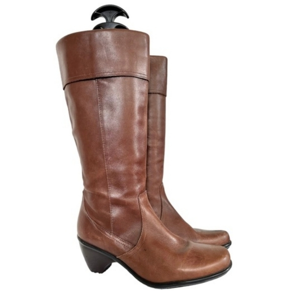 Dansko Shoes - Dansko Risa Brown Leather Cuffed Mid Calf Boots 2" Heel Size EU 40 US